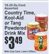 Key Food Country Time, Kool-Aid or Tang Powdered Drink Mix offer