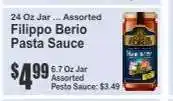Key Food Filippo Berio Pasta Sauce offer