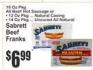 Key Food Sabrett Beef Franks offer