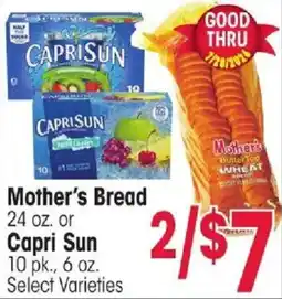 Jewel-Osco Mother's bread or capri sun offer