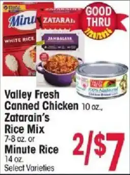 Jewel-Osco Valley Fresh Canned Chicken, Zatarain's Rice Mix or Minute Rice offer