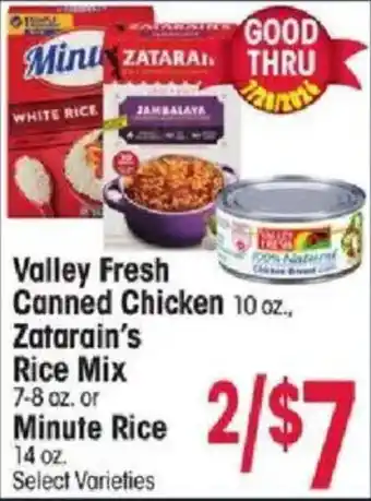Valley Fresh Canned Chicken, Zatarain's Rice Mix or Minute Rice