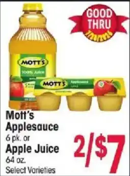 Jewel-Osco Mott's Applesauce or Apple Juice offer