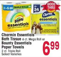 Jewel-Osco Charmin Essentials Bath Tissue Mega Roll or Bounty Essentials offer