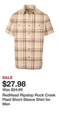 Cabela's RedHead Ripstop Rock Creek Plaid Short-Sleeve Shirt for Men offer