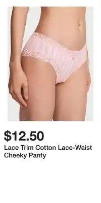 Victoria's Secret Lace Trim Cotton Lace-Waist Cheeky Panty offer