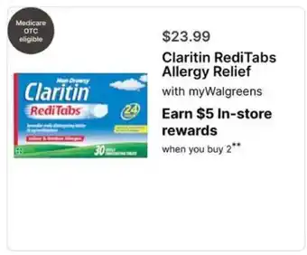 Walgreens Claritin RediTabs Allergy Relief offer