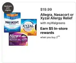 Walgreens Allegra, Nasacort or Xyzal Allergy Relief offer