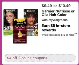 Walgreens Garnier Nutrisse or Olia Hair Color offer