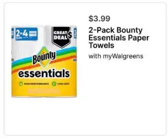 Walgreens 2-Pack Bounty Essentials Paper Towels offer