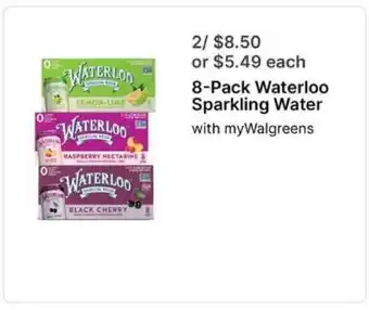 Walgreens 8-Pack Waterloo Sparkling Water offer