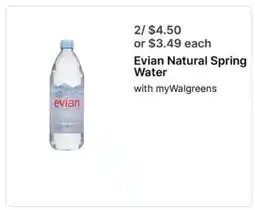 Walgreens Evian Natural Spring Water offer