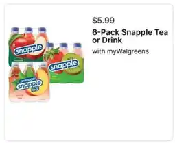 Walgreens 6-Pack Snapple Tea or Drink offer