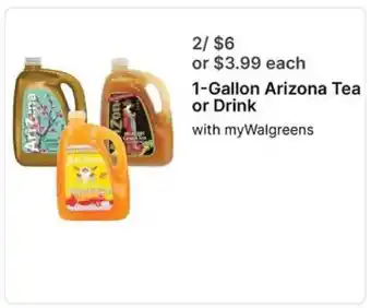 Walgreens 1-Gallon Arizona Tea or Drink offer