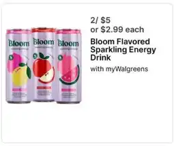 Walgreens Bloom Flavored Sparkling Energy Drink offer