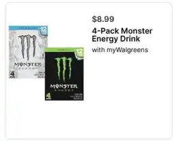 Walgreens 4-Pack Monster Energy Drink offer
