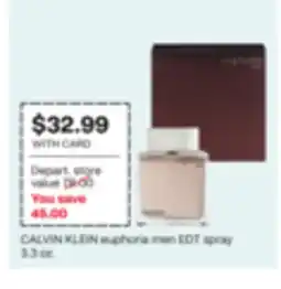 CVS CALVIN KLEIN euphoria men EDT spray offer