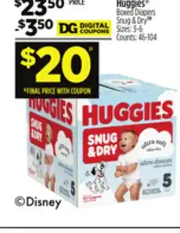 Dollar General Huggies Boxed Diapers Snug & Dry offer