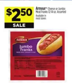 Dollar General Armour Cheese or Jumbo Meat Franks offer