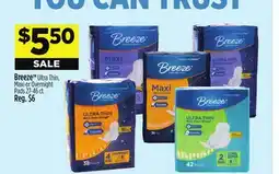 Dollar General Breeze Ultra Thin, Maxi Overnight Pads offer