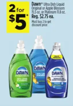 Dollar General Dawn Ultra Dish Liquid Original or Apple Blossom or Platinum offer