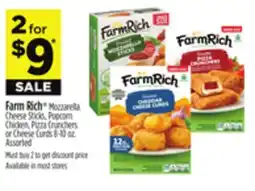 Dollar General Farm Rich Mozzarella Cheese Sticks, Popcorn Chicken, Pizza Crunchers or Cheese Curds offer