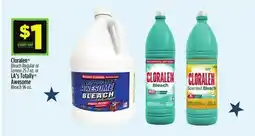 Dollar General Cloralen Bleach Regular or Lemon or LA's Totally Awesome Bleach offer