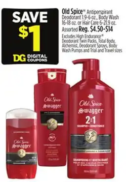 Dollar General Old Spice Antiperspirant Deodorant 1.9-6 oz., Body Wash 16-18 oz. or Hair Care 6-21.9 oz offer
