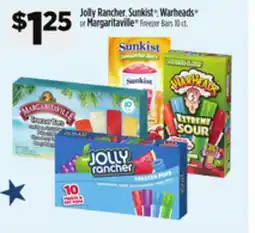 Dollar General Jolly Rancher, Sunkist Warheads or Margaritaville Freezer Bars offer