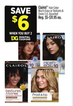 Dollar General Clairol Hair Color Nice'n Easy or Textures & Tones offer