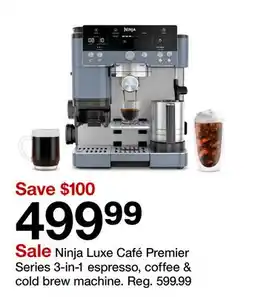 Target Ninja Luxe Café Premier Series 3-in-1 espresso, coffee & cold brew machine offer