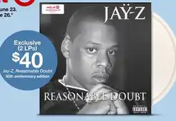 Target Jay-Z, Reasonable Doubt 30th anniversary edition offer
