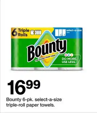 Target BOUNTY 6-pk. select-a-size triple-roll paper towels offer