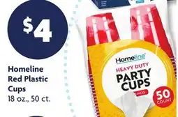 Family Dollar Homeline Red Plastic Cups offer