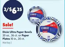 Family Dollar Dixie Ultra Paper Bowls 20 oz., 26 ct. or Paper Plates 10 in., 20 ct offer