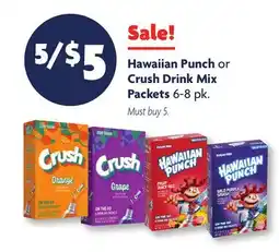 Family Dollar Hawaiian Punch or Crush Drink Mix Packets offer