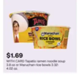 CVS Tapatío ramen noodle soup 3.8 oz or Maruchan rice bowls 3.32- 4.02 oz offer