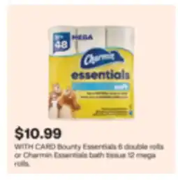 CVS Bounty Essentials 6 double rolls or Charmin Essentials bath tissue 12 mega rolls offer