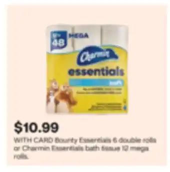 CVS Bounty Essentials 6 double rolls or Charmin Essentials bath tissue 12 mega rolls offer