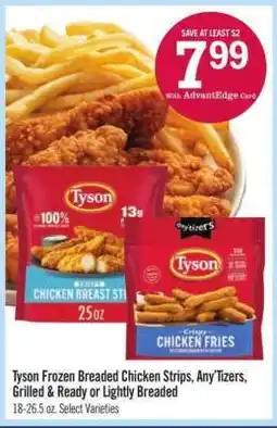 Price Chopper Tyson Frozen Breaded Chicken Strips, Any'Tizers, Grilled & Ready or Lightly Breaded offer