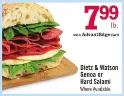 Price Chopper Dietz & Watson Genoa or Hard Salami offer