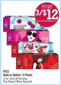Price Chopper PICS Soda or Seltzer 12 Packs offer