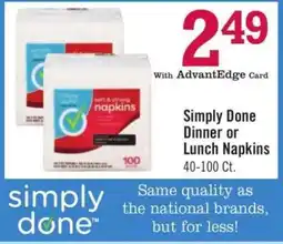 Price Chopper Simply Done Dinner or Lunch Napkins offer
