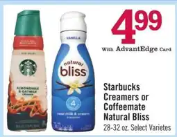 Price Chopper Starbucks Creamers or Coffeemate Natural Bliss offer