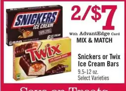 Price Chopper Snickers or Twix Ice Cream Bars offer