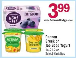 Price Chopper Dannon Greek or Too Good Yogurt offer