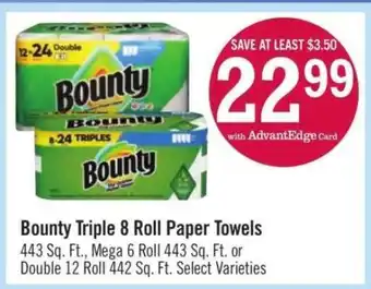 Price Chopper Bounty Triple 8 Roll Paper Towels offer