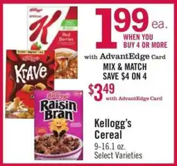 Price Chopper Kellogg's Cereal offer