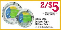 Price Chopper Simply Done Designer Paper Plates or Bowls offer