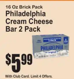 SuperFresh 16 Oz Brick Pack Philadelphia Cream Cheese Bar offer